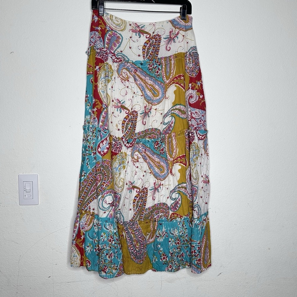 Live A Little‎ Vintage Maxi Skirt Size 10 Y2K Tiered Mixed Material Boho Prairie